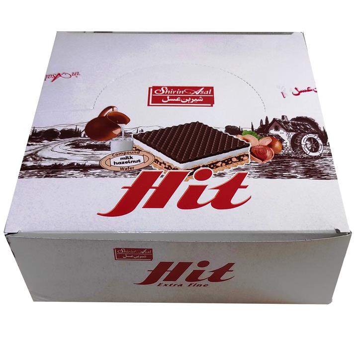 ویفر روکش دار با کرم شیری و خلال فندق هیت شیرین عسل - 22گرم بسته 24 عددی